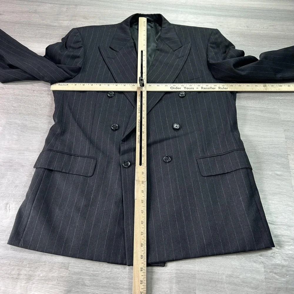 Vintage‎ Hickey Freeman Suit Jacket Mens 44 Wool Pinstripe Double Breasted USA